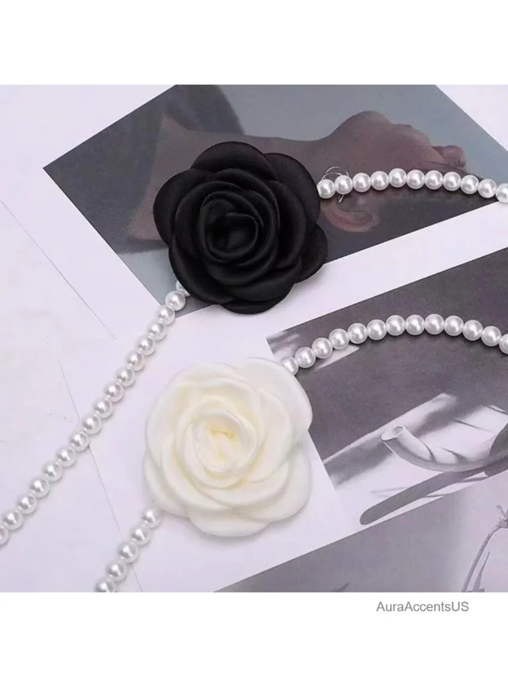 Pearl Chain Belt with Camellia Flower Waist Chain for Dresses